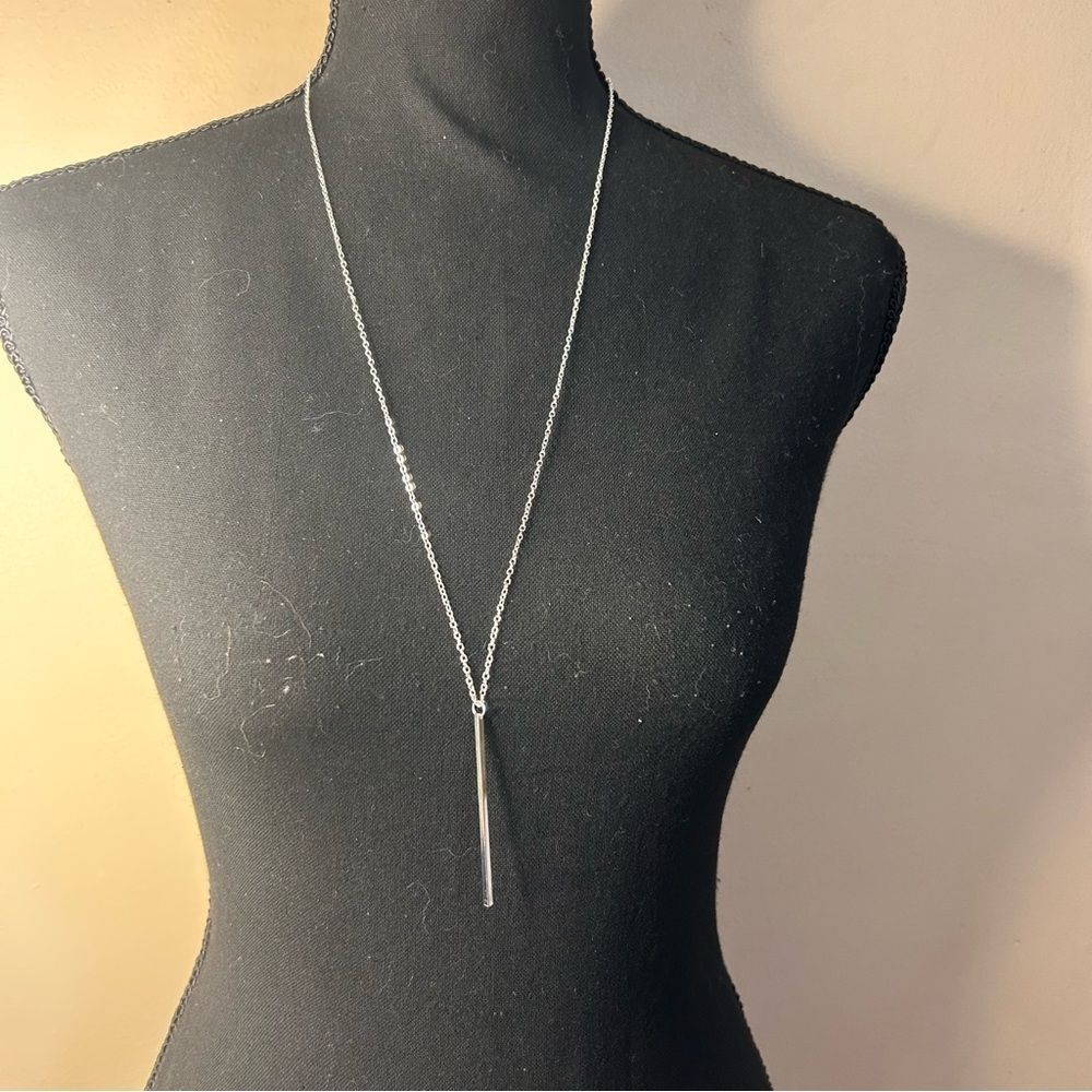 Long silver necklace